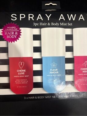 SPRAY AWAY 3pc Hair & Body Mist Set - Red, Blue, Pink